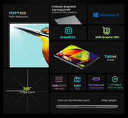 CHUWI MiniBook X 2-in-1 laptop tablet Intel N100 10,51" FHD IPS-scherm 12 GB LPDDR5 512G SSD Windows 11 notebook 1200*1920