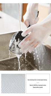 Dishwashing Cleaning Gloves Household Sponge Scrubber  Magic Silicone Rubber Dish Washing Gloves Kitchen Cleaning Tools