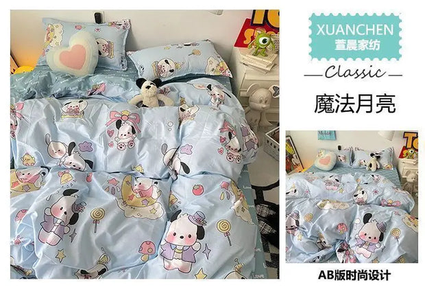 4 stuks/set Kawaii Anime Cartoon Doraemon Beddengoed Quilt Cover Student Beddengoed Zacht Microvezel Bedsprei Lichtgewicht Dekbedovertrek Geschenken