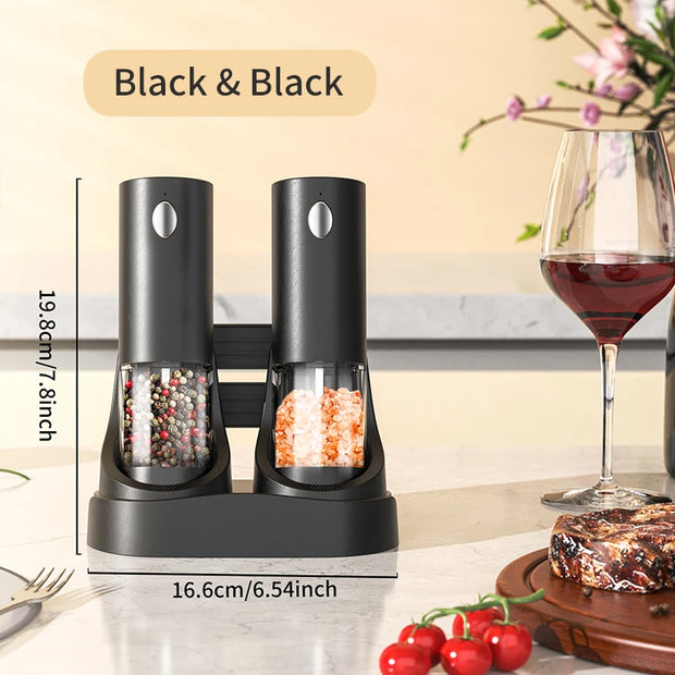 Electric Automatic Salt and Pepper Grinder Set Rechargeable With USB Gravity Spice Mill Adjustable Spices Grinder Kitchen Tools