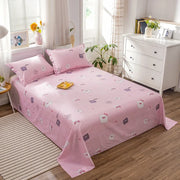 Kawaii Cartoon Pig Flat Sheet Twin Queen for Boy Girl Teen Room Decor Pink Bed Sheet Set 100% Cotton Bed Cover with 2 Pillowcase