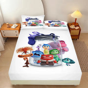 Disney cartoon fitted sheet, inside out cartoon mattress cover, bed sheet with pillowcase, children's bedspread, bedroom décor