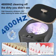 Portable Ultrasonic Cleaner Denture Braces Cleaning 18W High Power 47KHz Ultrasound Washing Noiseless Cleaning Machine for Home