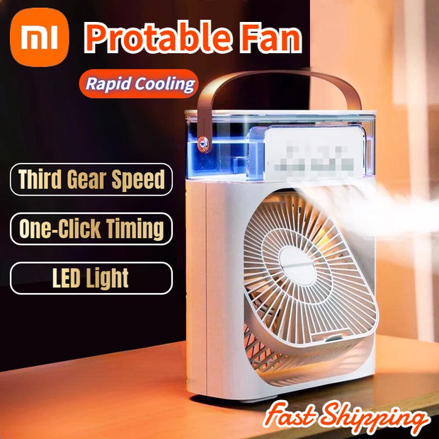 Xiaomi Mijia Portable Fan Air Conditioners USB Fan LED Household Water Mist Cooler Portable 3 Speed Fan For Use In Office