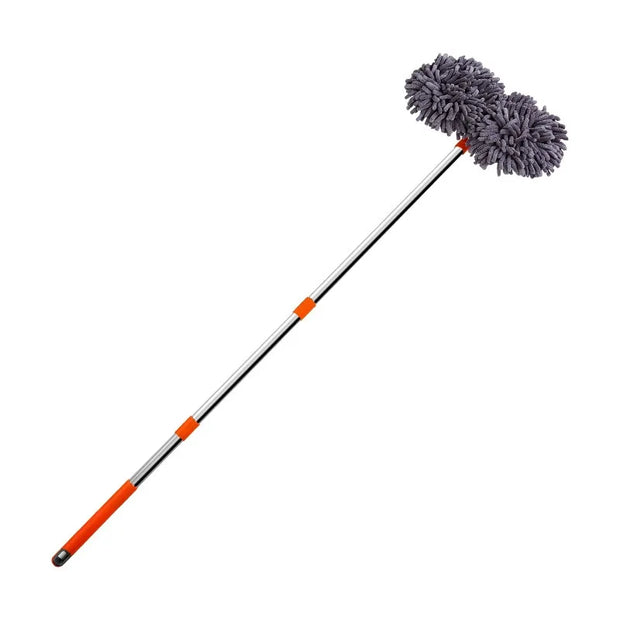 Rotating Double Brush Head Car Wash Mop Auto Supplies Three-Section Telescopic Mop Roof Window Cleaning Maintenance Accessories