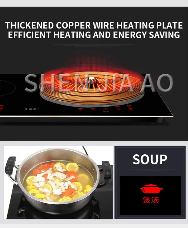 2200W*2 Induction Cooker Smart Double-head Electric Ceramic Stove Desktop Double Stove Induction Cooker Stir Fry