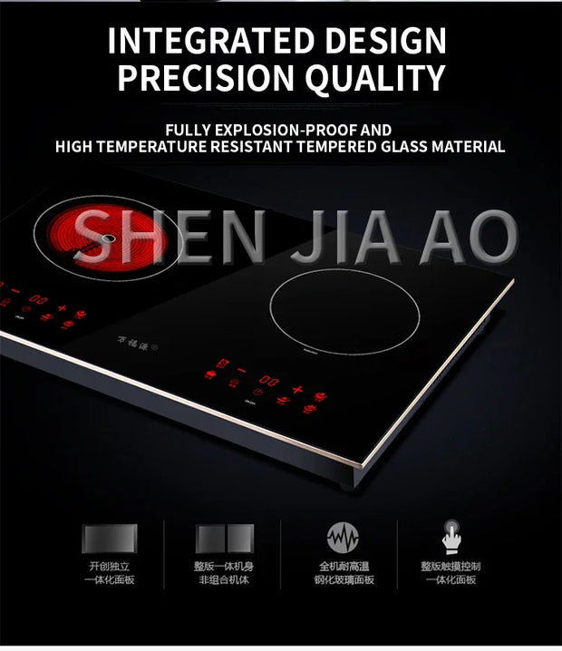 2200W*2 Induction Cooker Smart Double-head Electric Ceramic Stove Desktop Double Stove Induction Cooker Stir Fry