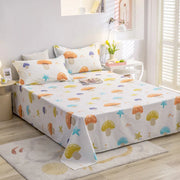 Cotton Cute Tiger Bed Sheet Set Cartoon Flat Sheet with 2 Pillow Sham Twin Soft Comfortable Kawaii Rainbow Star Print Bed Cover