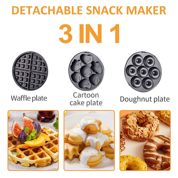 Sokany Hot Sale Automatic Non-stick Sandwich Maker Detachable 3 in 1 Waffle Donut Maker Cartoon Cake Maker