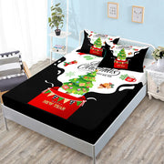 Christmas Fitted Sheet Set Cartoon Santa Claus Mattress Cover With Elastic Twin Full Queen King Size For Kids Boys Bed Linen