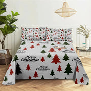 Christmas Fitted Sheet Set Cartoon Santa Claus Mattress Cover With Elastic Twin Full Queen King Size For Kids Boys Bed Linen