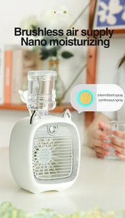 Portable USB Mini Air Cooler Fan Water Cooling Fan with 3 Speed 2 Modes Spray Humidifier Purifier for Car Home