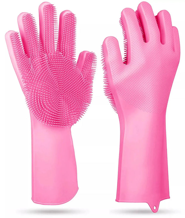 Dishwashing Cleaning Gloves Magic Silicone Rubber Dish Washing Gloves for Household Sponge Scrubber Kitchen Cleaning Tools