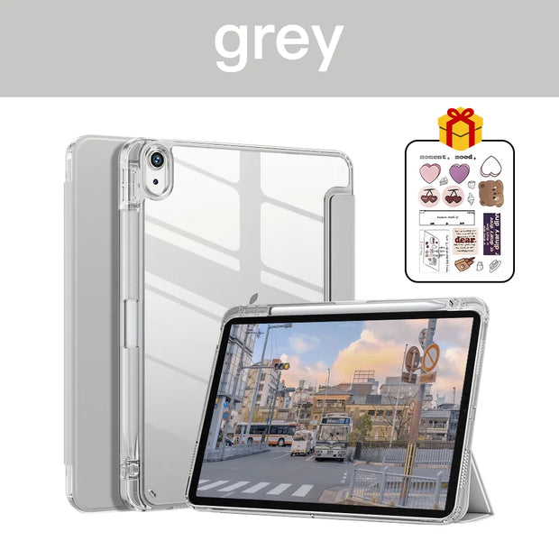 Case for iPad 7th 8th 9th 10.2 Cover Transparent with Pencil Holder Tablet Case for iPad Air 4 5 10.9 5th 6th 9.7 Pro 12.9 funda