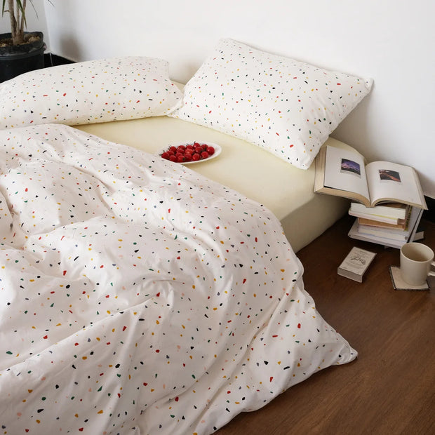 Cute Cherry Bedding Set No Filler Orange Bear Kawaii Duvet Cover Flat Sheet Pillowcase Boys Girls Twin Queen Bed Linen