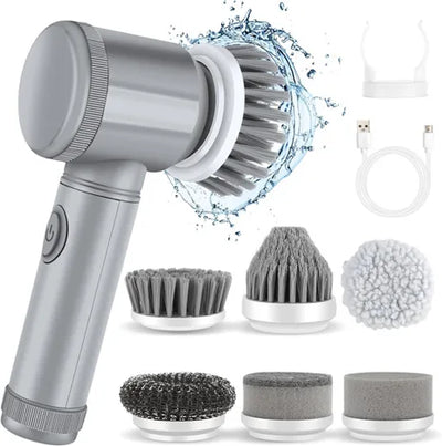 Electric Spin Scrubber LA1 Pro, Cordless Spin Scrubber with 6 Replaceable Brush Heads and Adjustable Extension Handle, Power Cle