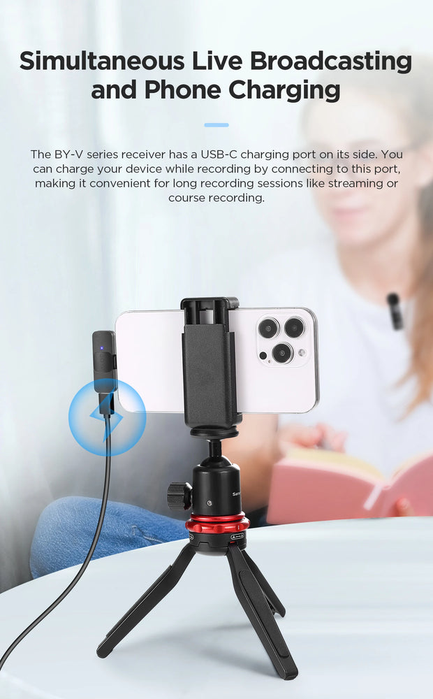 BOYA BY-V Professional Wireless Lavalier Mini Microphone for iPhone iPad Android Live Broadcast Gaming Recording Interview Vlog