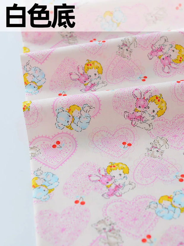 Pure Cotton Fabric Love Animals Baby and Children Cartoon Printed for Sewing Bed Sheet and Quilt Cover Handmade by Half Meter