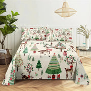 Christmas Fitted Sheet Set Cartoon Santa Claus Mattress Cover With Elastic Twin Full Queen King Size For Kids Boys Bed Linen