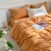 INS Style Bedding Comforter Cover Set with Pillowcase bed sheet Single Full Bed Linen Orange Duvet Cover Queen/King Double Bed