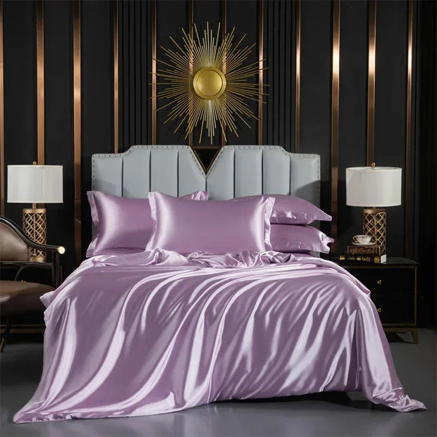 Luxury Satin Bedding Set Duvet Cover with Pillowcase European Style King Queen Size Comfortable Bed Set Bed Covers Linen Sheet