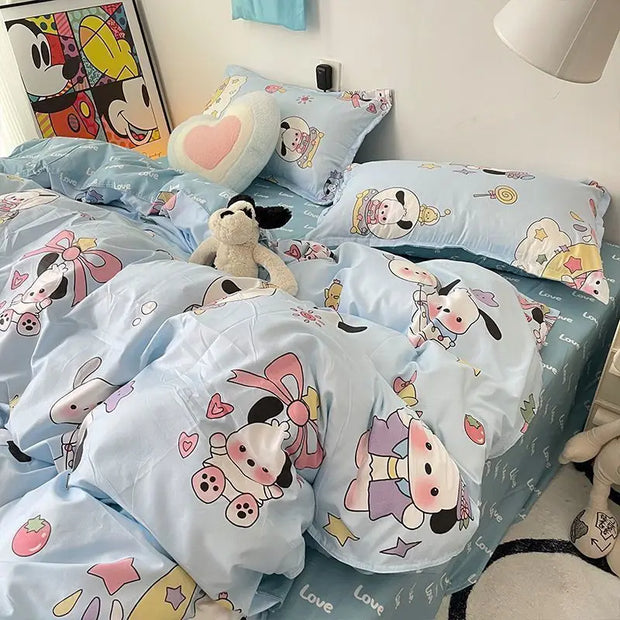 4 stuks/set Kawaii Anime Cartoon Doraemon Beddengoed Quilt Cover Student Beddengoed Zacht Microvezel Bedsprei Lichtgewicht Dekbedovertrek Geschenken