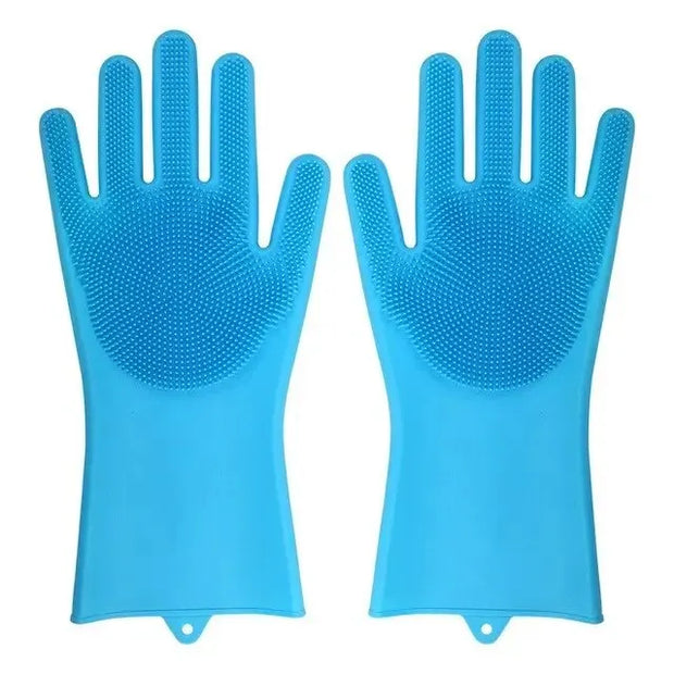 Dishwashing Cleaning Gloves Magic Silicone Rubber Dish Washing Gloves for Household Sponge Scrubber Kitchen Cleaning Tools