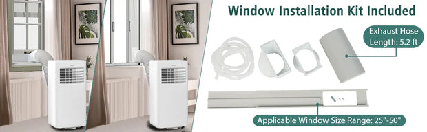 Portable Air Conditioner, 8000 BTU AC Unit with Built-in Dehumidifier, Fan Mode, Sleep Mode, 24H Timer, Remote Control,