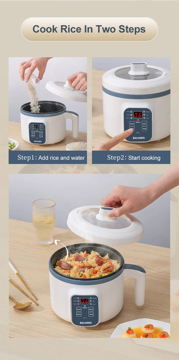 Electric Rice Cooker Multicooker Multifunction Pot Mini Hotpot Pan Soup Home Appliances for The Kitchen Pots Offers 1-2 People