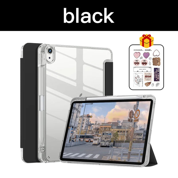 Case for iPad 7th 8th 9th 10.2 Cover Transparent with Pencil Holder Tablet Case for iPad Air 4 5 10.9 5th 6th 9.7 Pro 12.9 funda