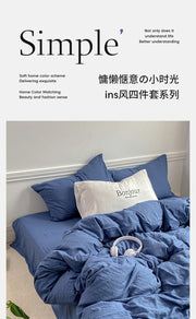 INS Style Bedding Comforter Cover Set with Pillowcase bed sheet Single Full Bed Linen Orange Duvet Cover Queen/King Double Bed