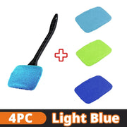 Car Window Cleaner Brush Kit Microfiber Windshield Cleaning Tool Auto Interior Glass Wash Wiper Long Handle Reusable Cloth Pad