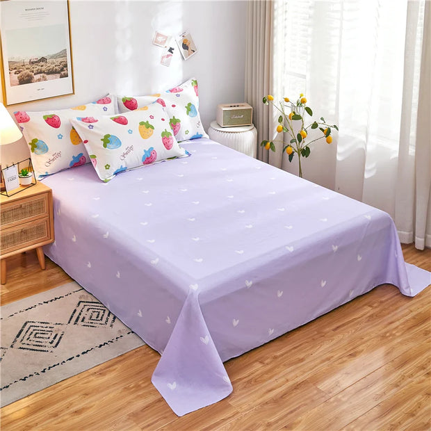 Cartoon Star Flat Sheet Twin Kawaii Yellow Stars Bed Sheet Set For Child Teen Room Decor Soft Cotton Bed Cover with 2 Pillowcase