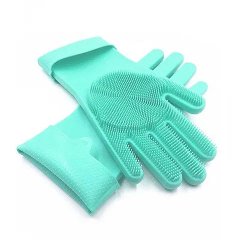 Dishwashing Cleaning Gloves Household Sponge Scrubber  Magic Silicone Rubber Dish Washing Gloves Kitchen Cleaning Tools