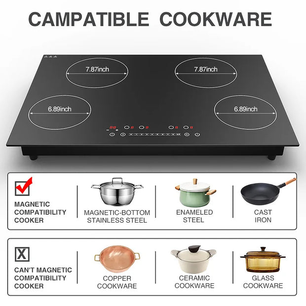 Multi-head Four-head Induction Cooker Embedded Commercial Electric Ceramic High-power Heating Furnace English Wholesale