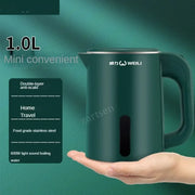 Portable Electric Kettle Insulated 1000ml  220V Double Layer Stainless Steel Fast Water Boiler for Travel