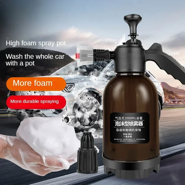 2L large capacity foam car wash spray bottle thickened manual pressure spray bottle powerful car wash water gun watering tool