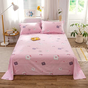 Kawaii Cartoon Pig Flat Sheet Twin Queen for Boy Girl Teen Room Decor Pink Bed Sheet Set 100% Cotton Bed Cover with 2 Pillowcase