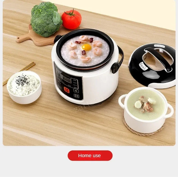 12V 24V Mini Rice Cooker Car Truck Soup Porridge Cooking Machine Food Steamer Heating Lunch Box Meal Heater Warmer 2L