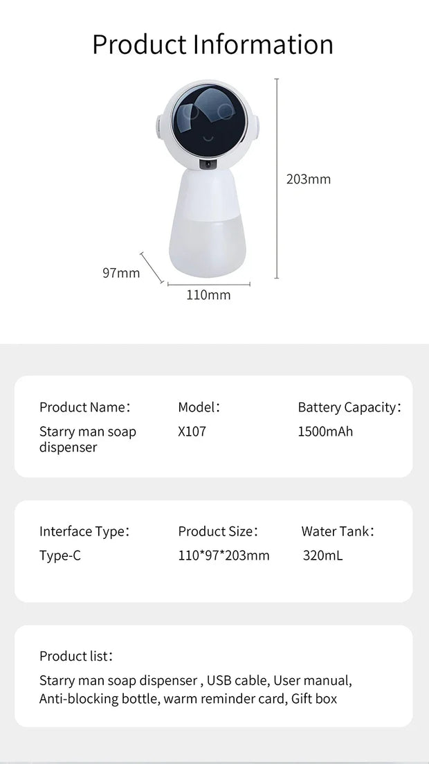 New Automatic Foaming Soap Dispenser Smart Induction Hand Sanitizer Dispenser Home Electric Foam Washing Hand Machine