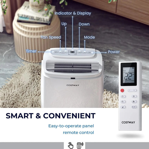 Portable Air Conditioner 9000 BTU, 3 in 1 Air Cooler with Fan & Dehumidifier, Quiet AC Unit Cools Rooms up to 350 sq.ft,