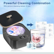 Portable Ultrasonic Cleaner Denture Braces Cleaning 18W High Power 47KHz Ultrasound Washing Noiseless Cleaning Machine for Home