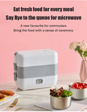 110V/220V Electric Rice cooker Portable Heating Lunch Box with 2/4 Stainless Steel Liner Food Warmer Steamer for Home Office