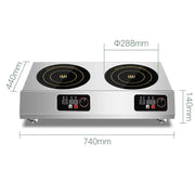 Commercial Induction Cooker Two-head High-power Claypot Stove 3500W Induction Cooker Double-head 2-eye Flat Induction Cooktop