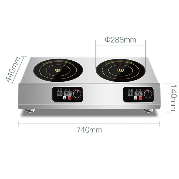 Commercial Induction Cooker Two-head High-power Claypot Stove 3500W Induction Cooker Double-head 2-eye Flat Induction Cooktop