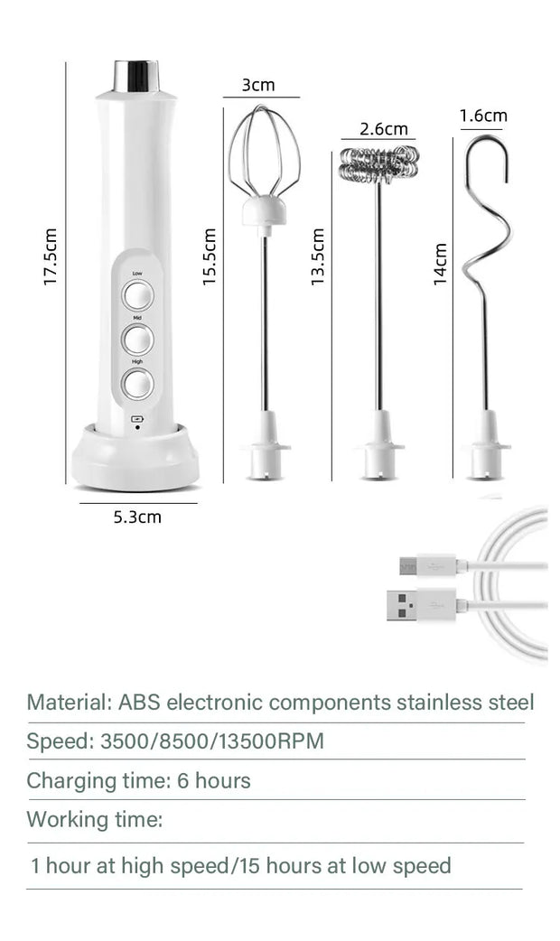 3 In 1 Portable Electric Milk Frother Mini Foam Maker Handheld Foamer High Speeds Drink Mixer Coffee Foamer Food Blender