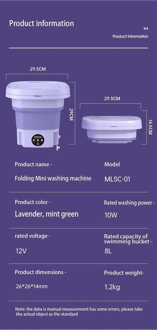 8L Portable Washing Machine Student Dormitory Underwear Socks Mini Cleaning Machine Small Folding Laundry Bucket Washing Machine