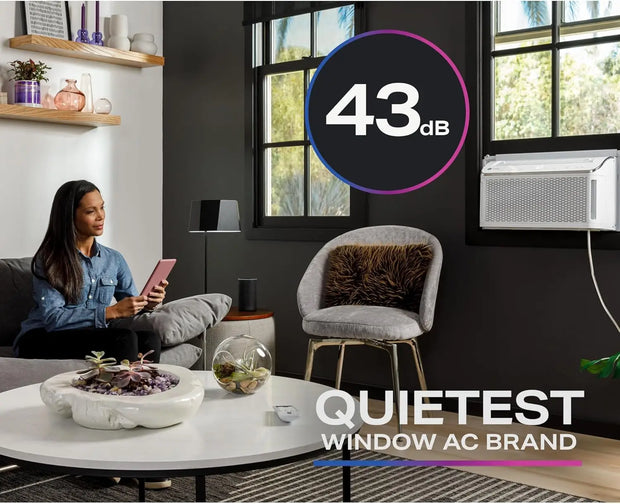 Profile Ultra Quiet Window Air Conditioner 8,200 BTU, WiFi Enabled, Ideal for Medium Rooms,Window AC Unit, White