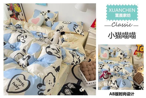 4 stuks/set Kawaii Anime Cartoon Doraemon Beddengoed Quilt Cover Student Beddengoed Zacht Microvezel Bedsprei Lichtgewicht Dekbedovertrek Geschenken