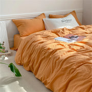 INS Style Bedding Comforter Cover Set with Pillowcase bed sheet Single Full Bed Linen Orange Duvet Cover Queen/King Double Bed